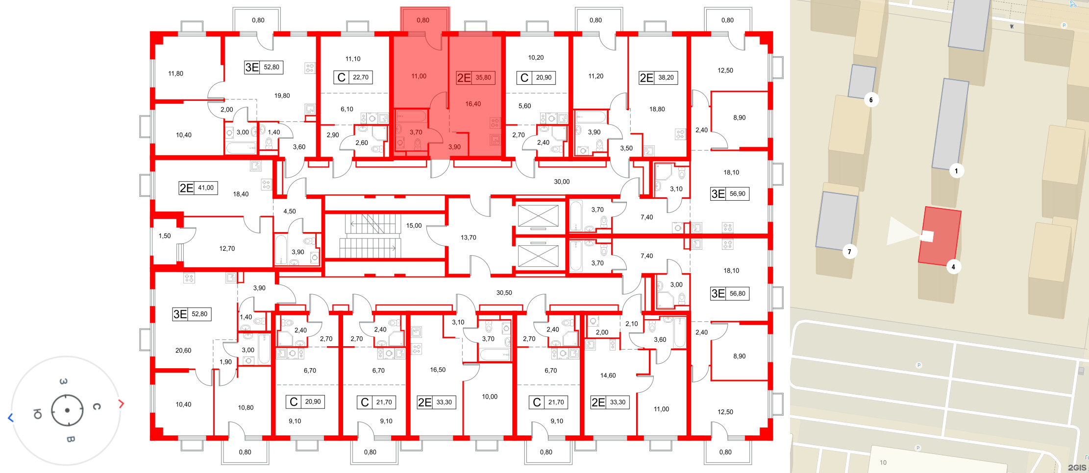 Квартира в ЖК Янинский Лес, 1 комнатная, 35.8 м², 8 этаж