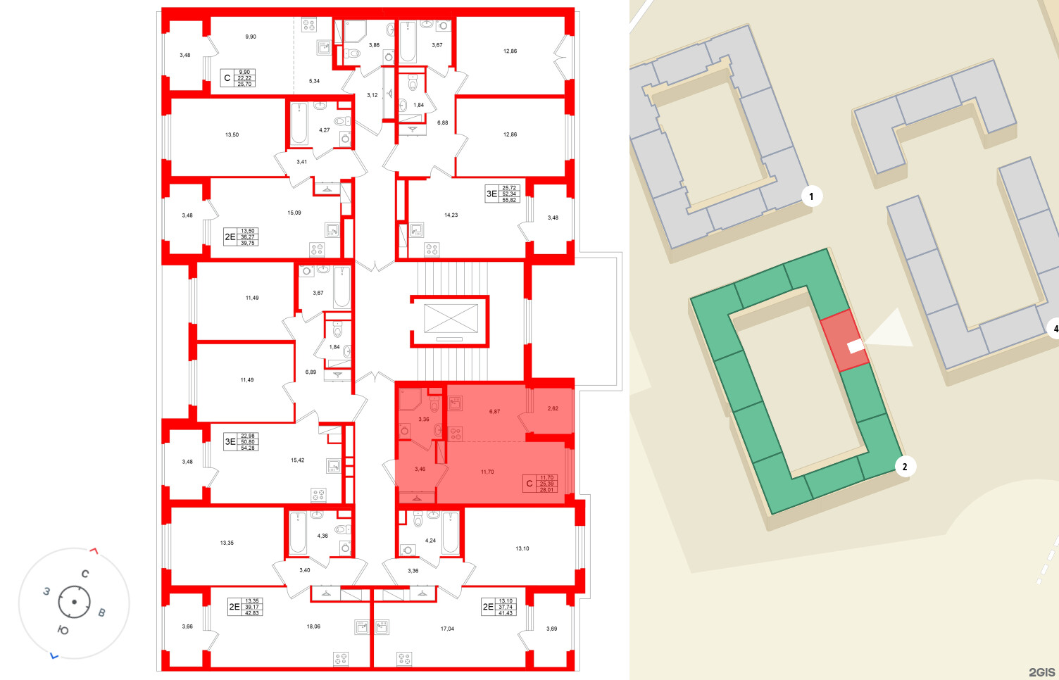 Квартира в ЖК «Дубровский», студия, 25.39 м², 2 этаж