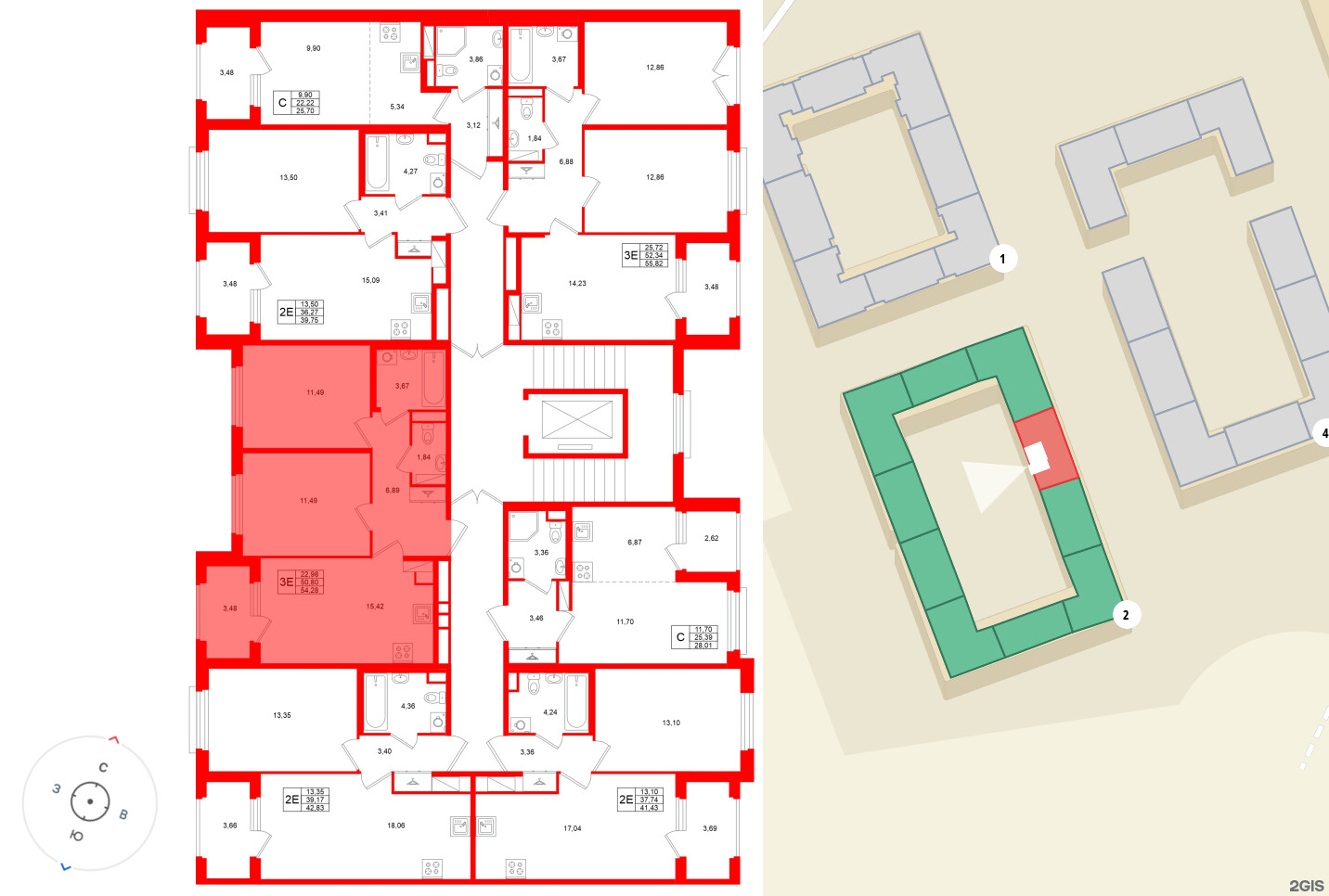 Квартира в ЖК «Дубровский», 2 комнатная, 50.8 м², 4 этаж
