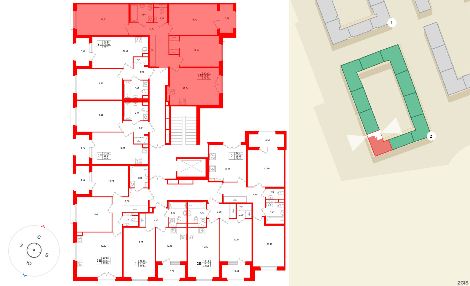 Квартира в ЖК Дубровский, 3 комнатная, 78.8 м², 4 этаж