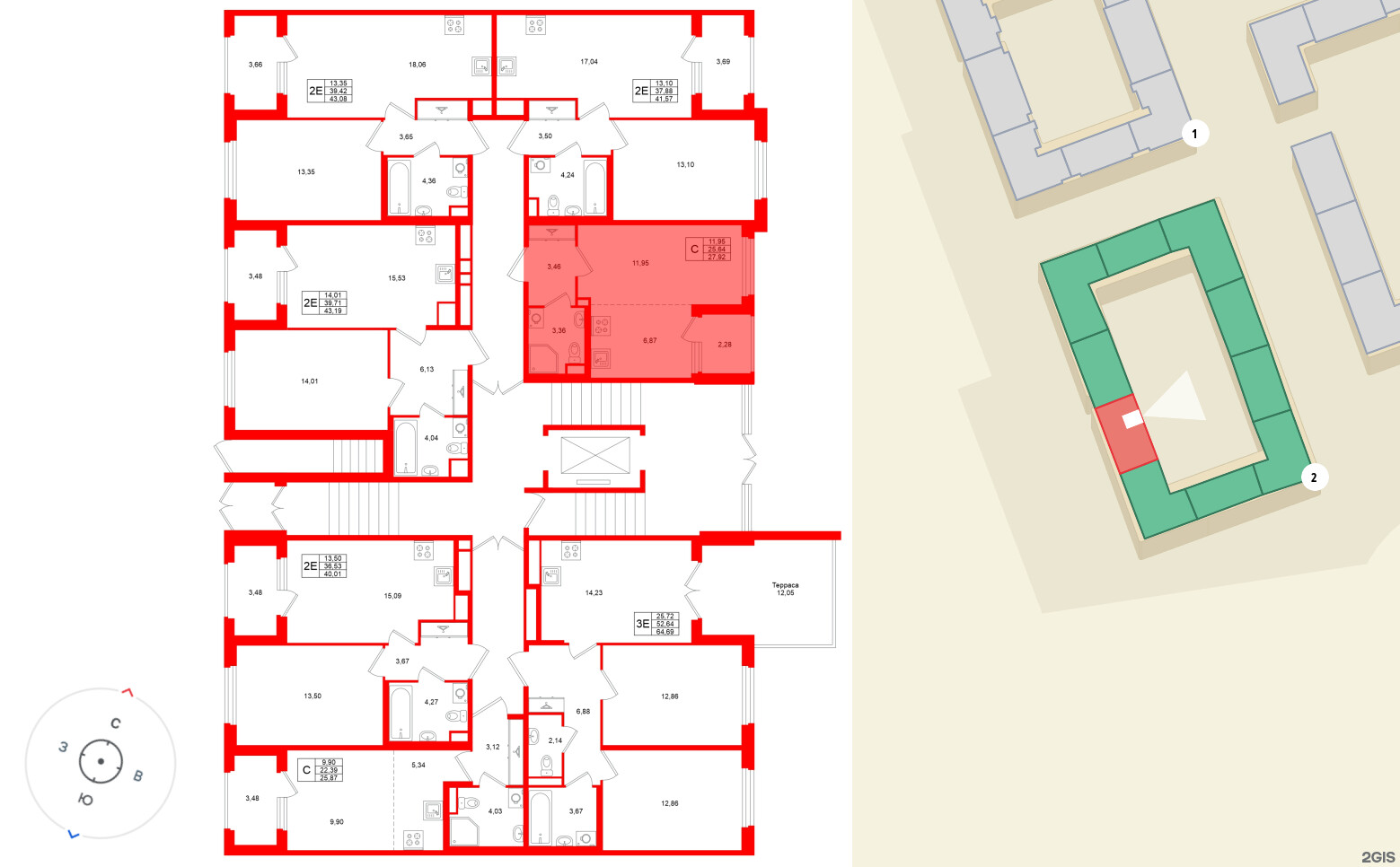 Квартира в ЖК «Дубровский», студия, 25.64 м², 1 этаж
