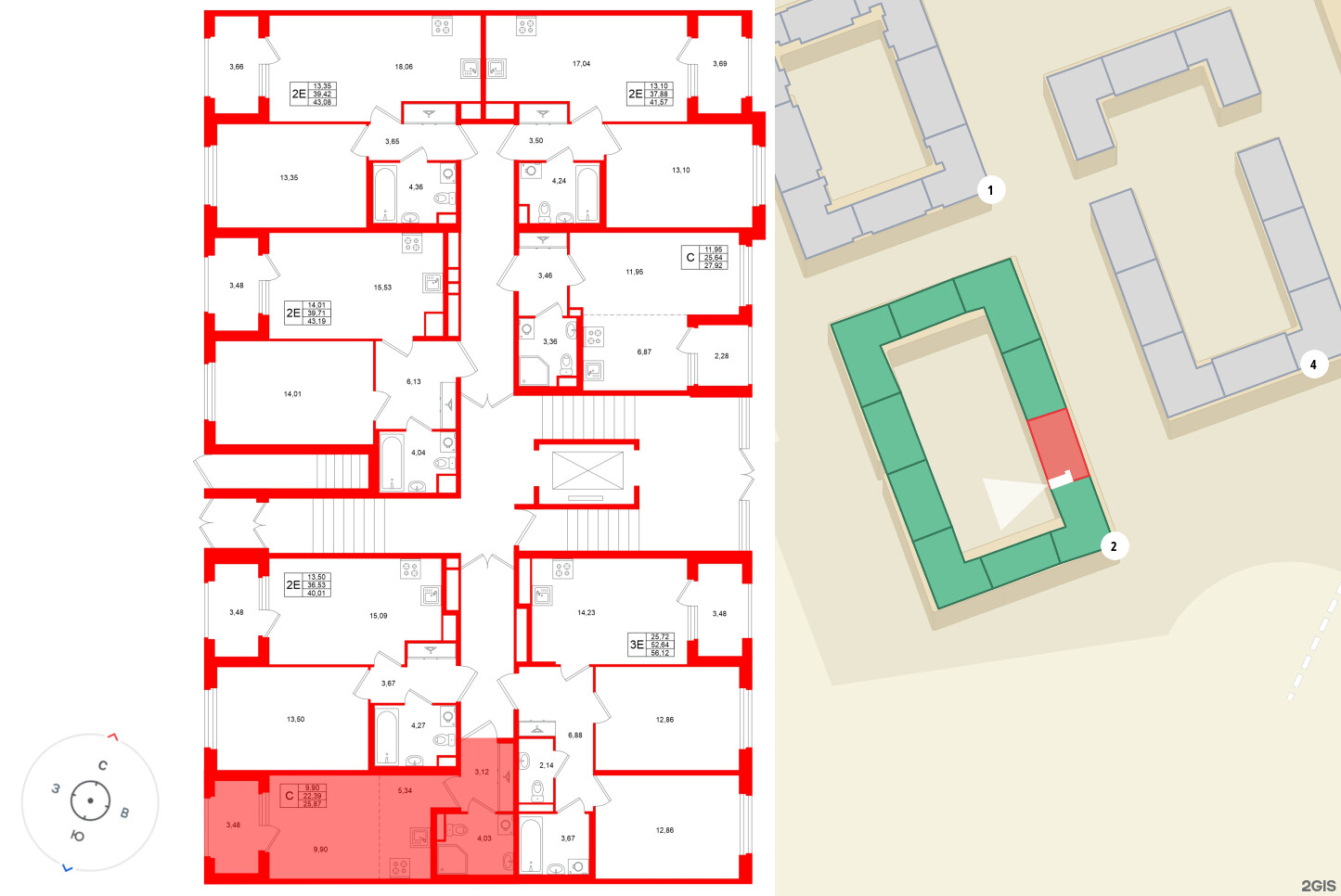 Квартира в ЖК «Дубровский», студия, 22.39 м², 1 этаж