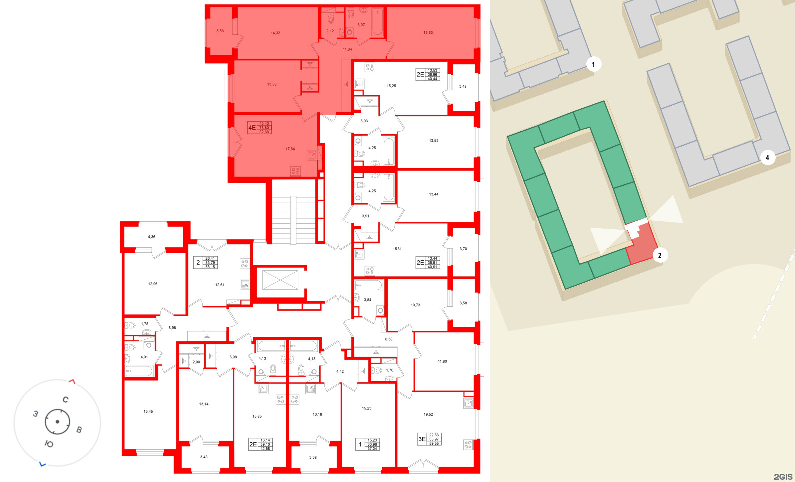 Квартира в ЖК Дубровский, 3 комнатная, 78.8 м², 4 этаж