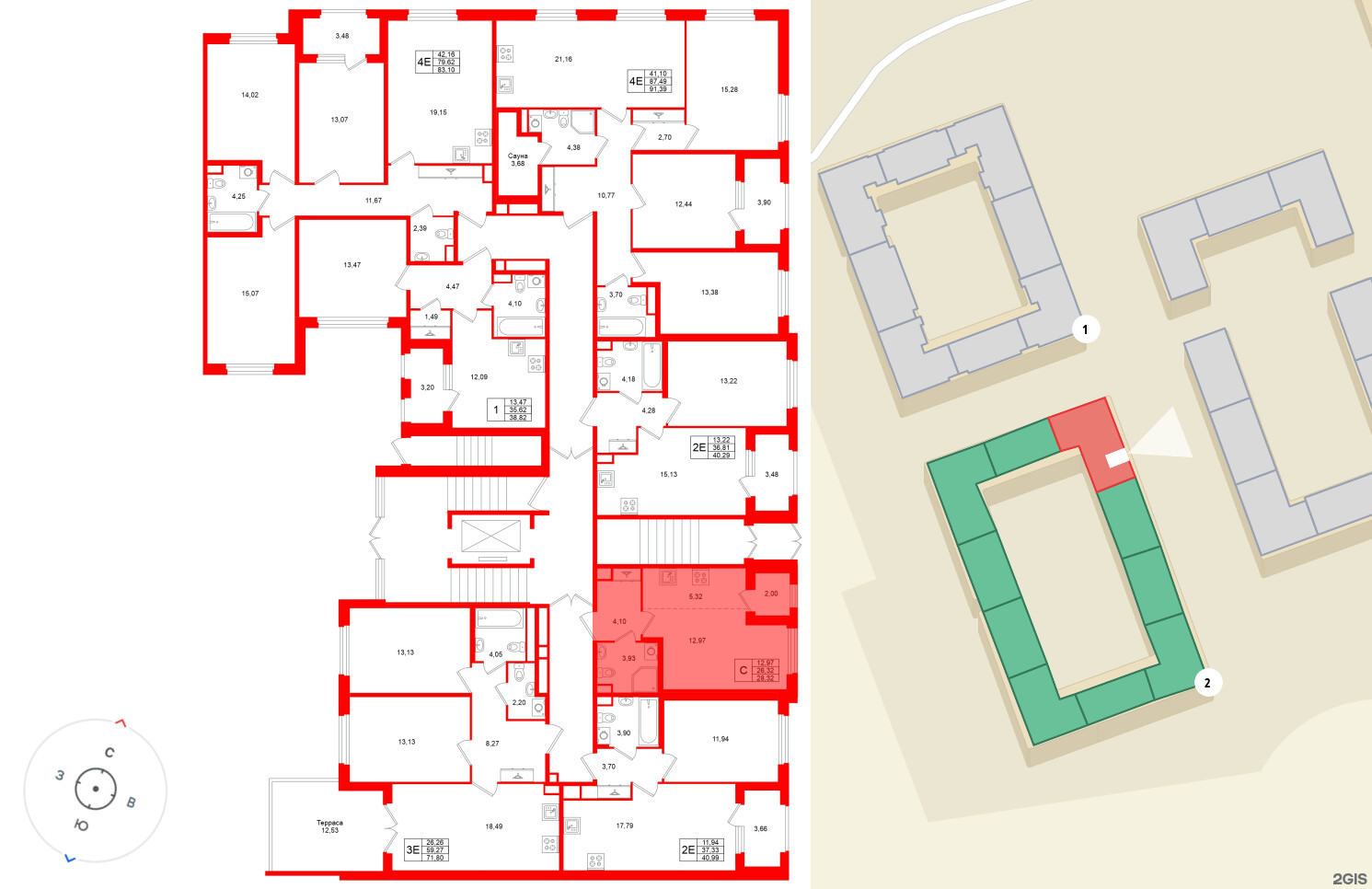Квартира в ЖК Дубровский, студия, 26.32 м², 1 этаж