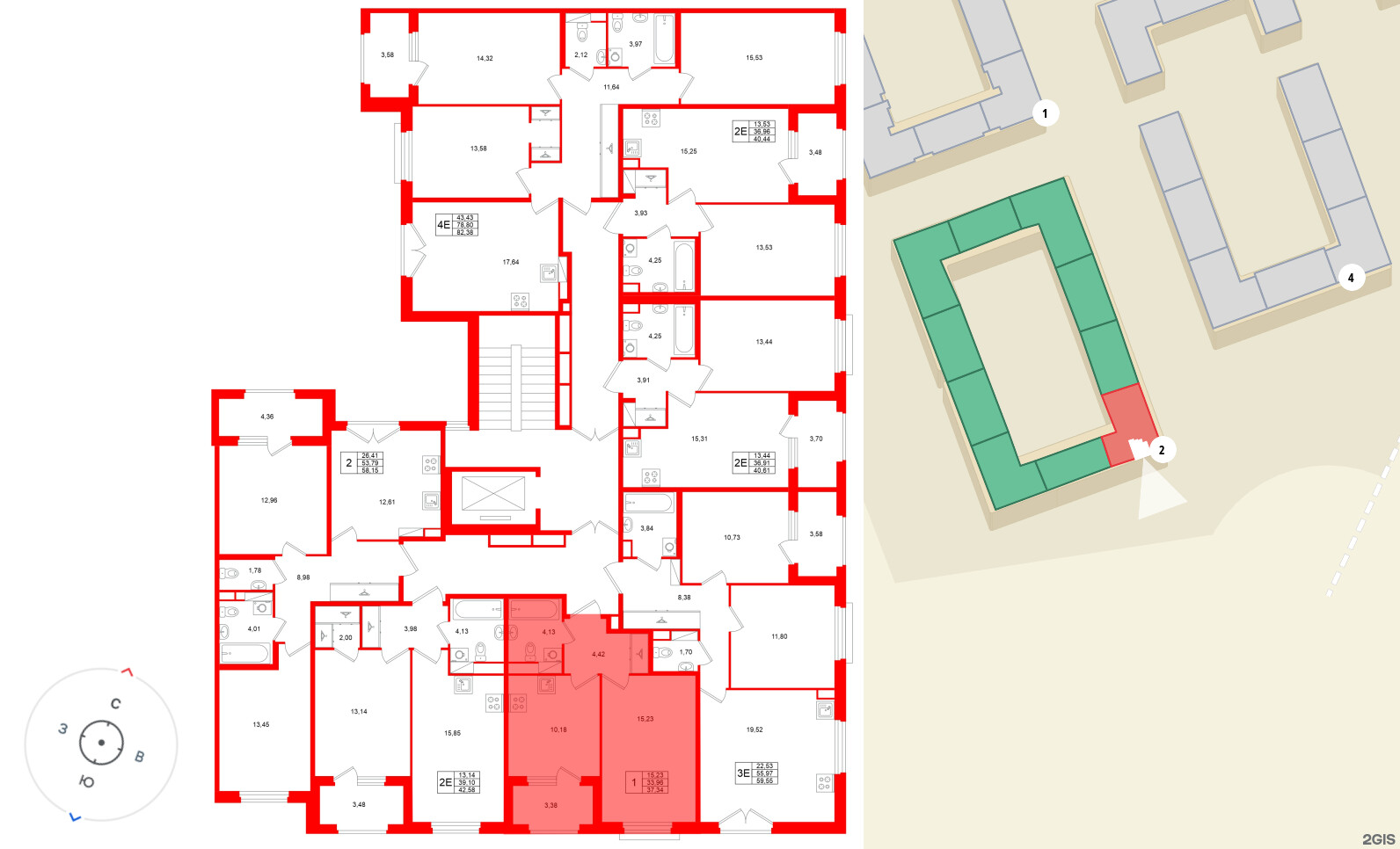 Квартира в ЖК «Дубровский», 1 комнатная, 33.96 м², 4 этаж