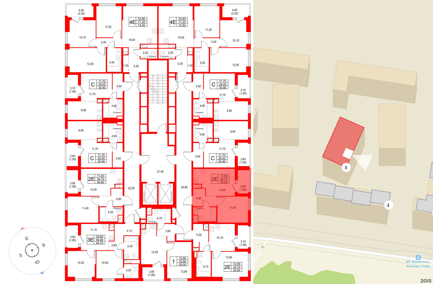 Квартира в ЖК Янила Форест, 1 комнатная, 36.6 м², 2 этаж