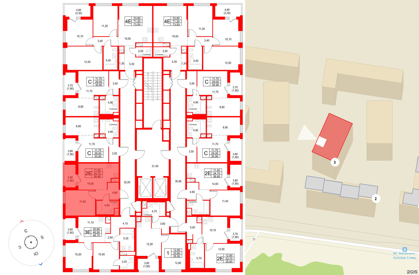 Квартира в ЖК Янила Форест, 1 комнатная, 36.6 м², 2 этаж