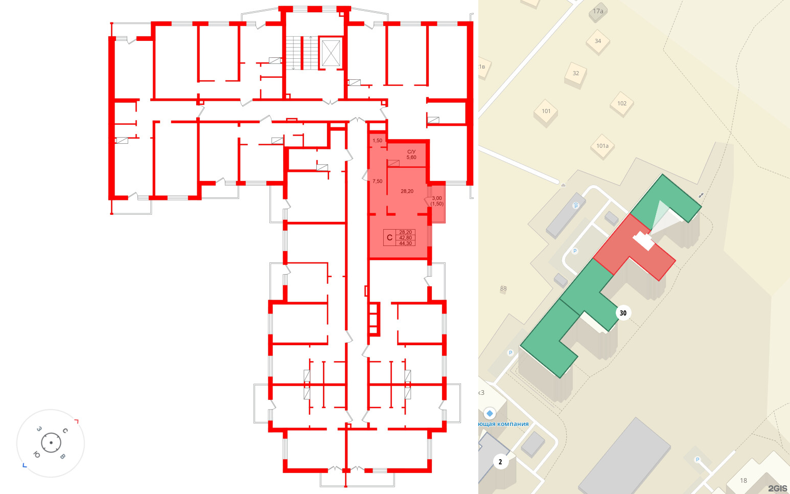 Квартира в ЖК «Рябиновый сад», студия, 42.8 м², 4 этаж