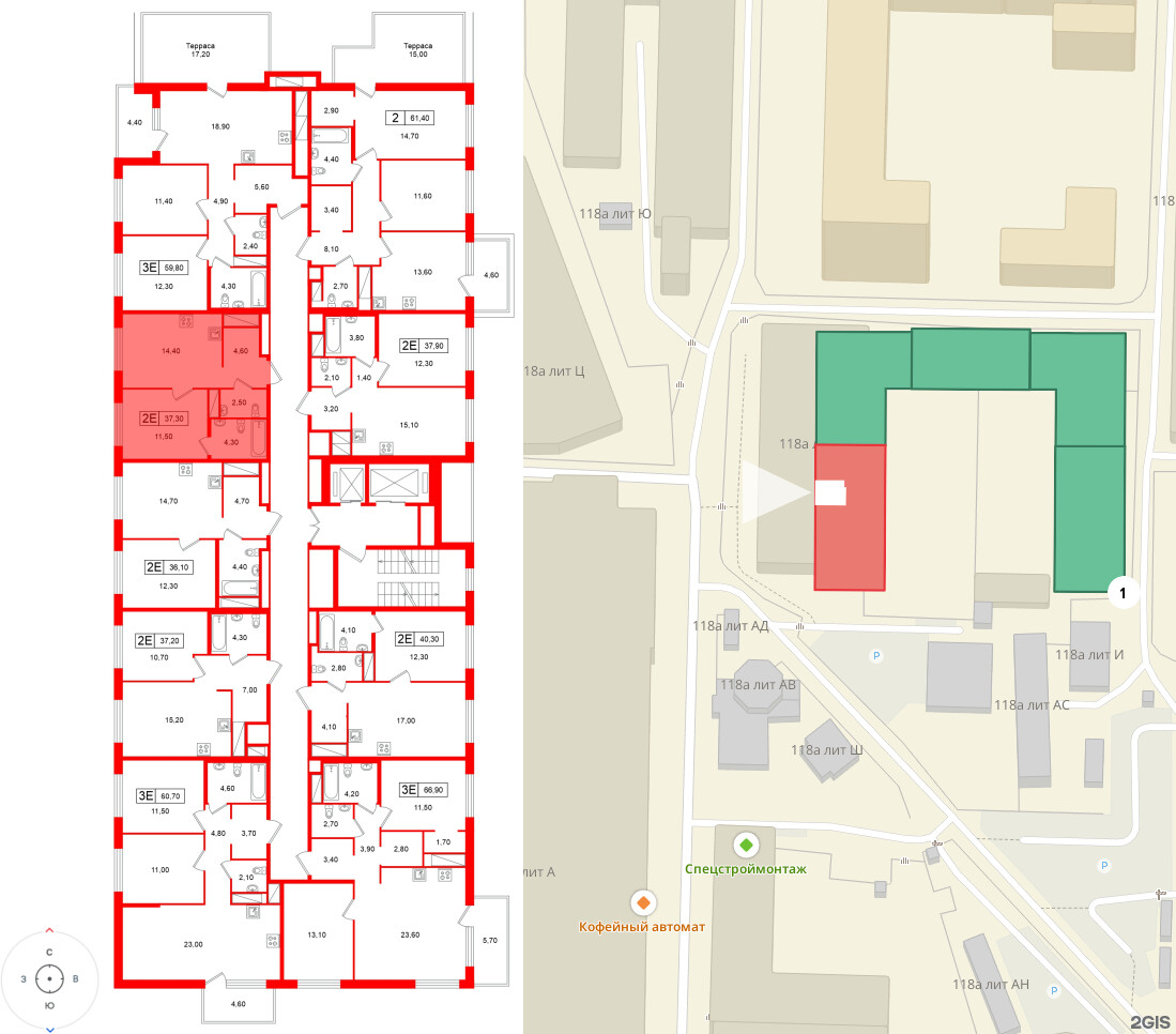 Квартира в ЖК «Передвижники», 1 комнатная, 37.3 м², 11 этаж
