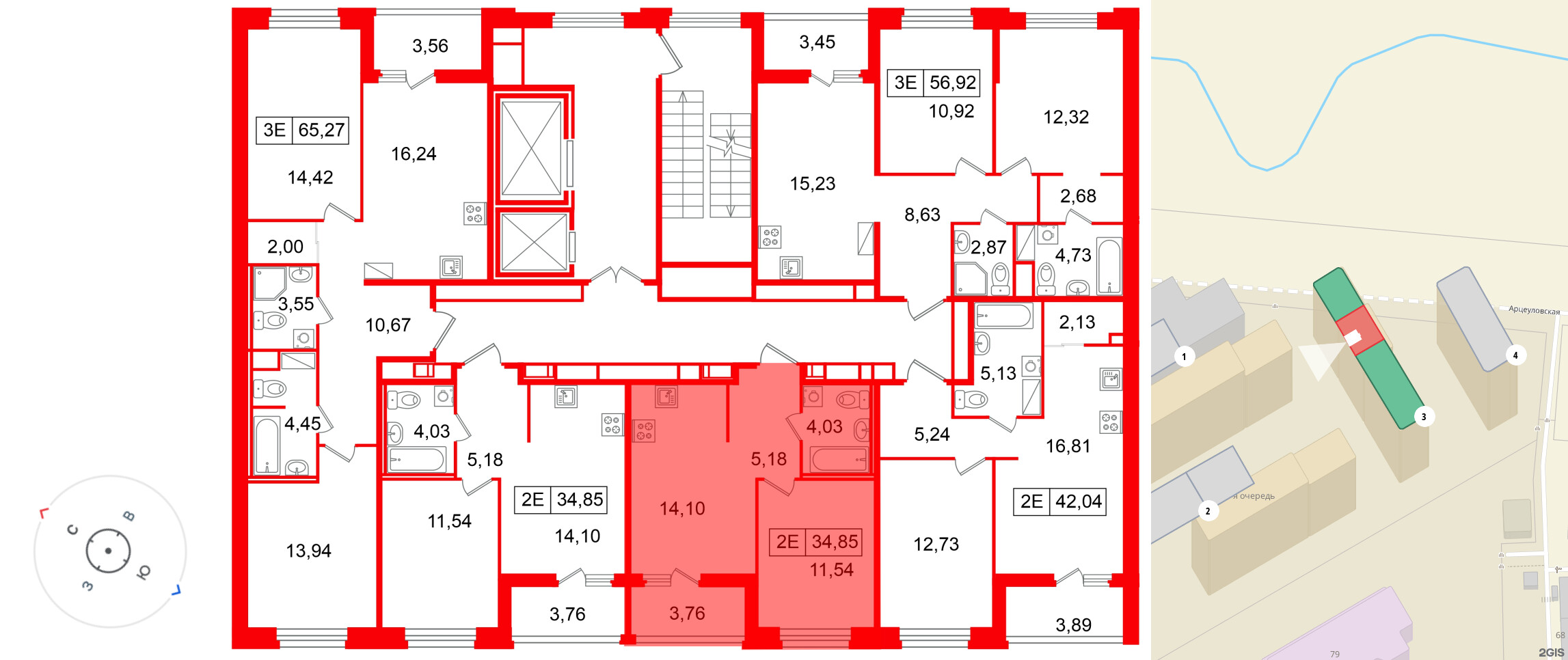 Квартира в ЖК «Ультра Сити 3.0», 1 комнатная, 34.85 м², 10 этаж