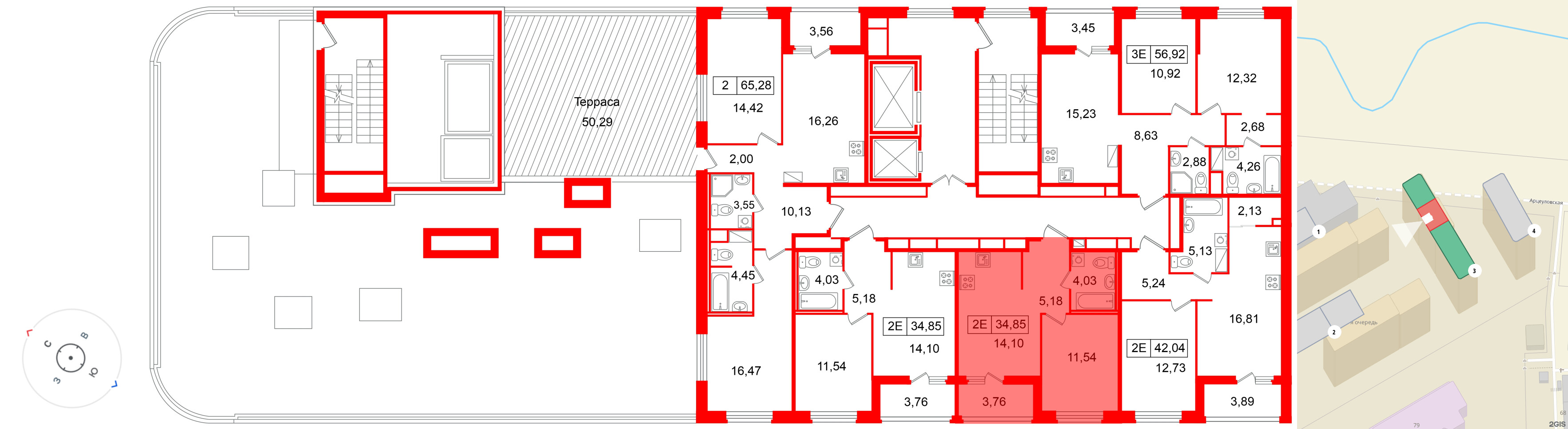 Квартира в ЖК «Ультра Сити 3.0», 1 комнатная, 34.85 м², 16 этаж