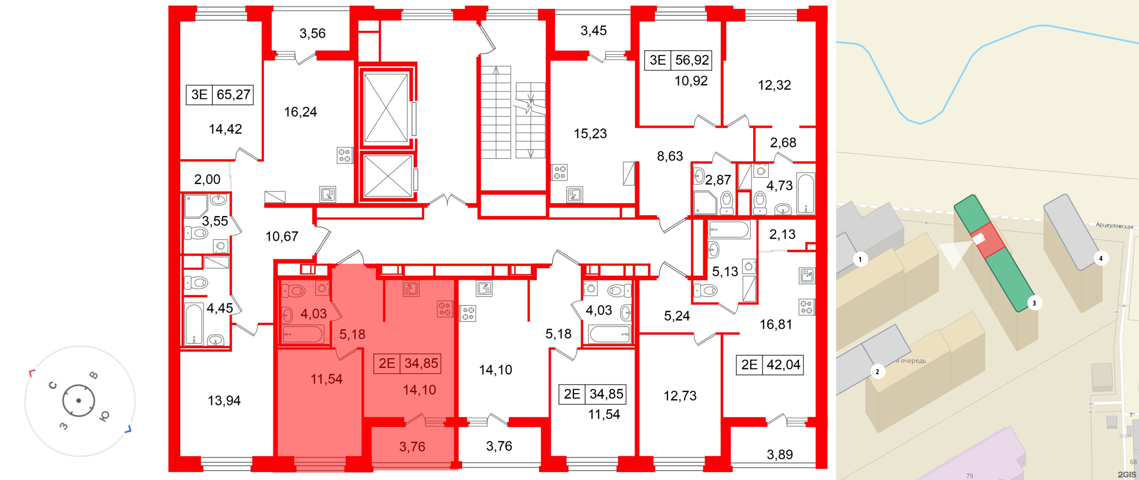 Квартира в ЖК «Ультра Сити 3.0», 1 комнатная, 34.85 м², 7 этаж