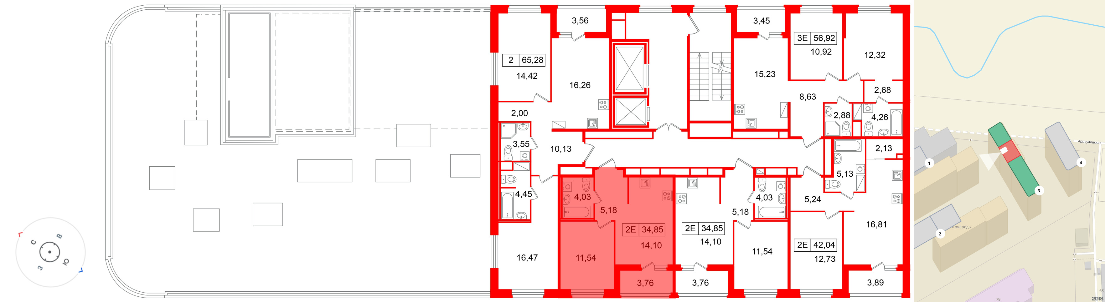 Квартира в ЖК «Ультра Сити 3.0», 1 комнатная, 34.85 м², 17 этаж