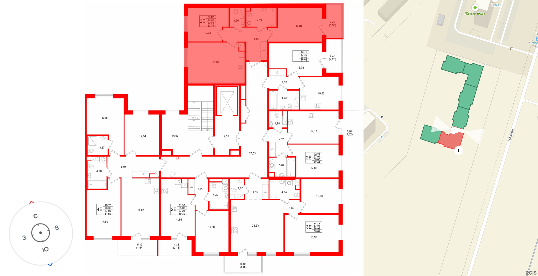 Квартира в ЖК «Айкью Гатчина», 2 комнатная, 60.65 м², 5 этаж