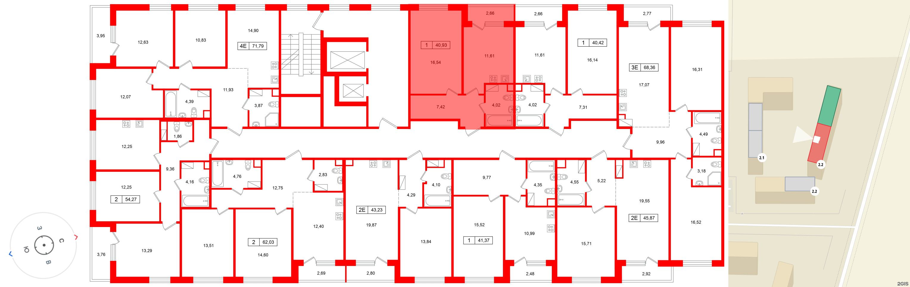 Квартира в ЖК «Расцветай в Янино», 1 комнатная, 40.92 м², 5 этаж