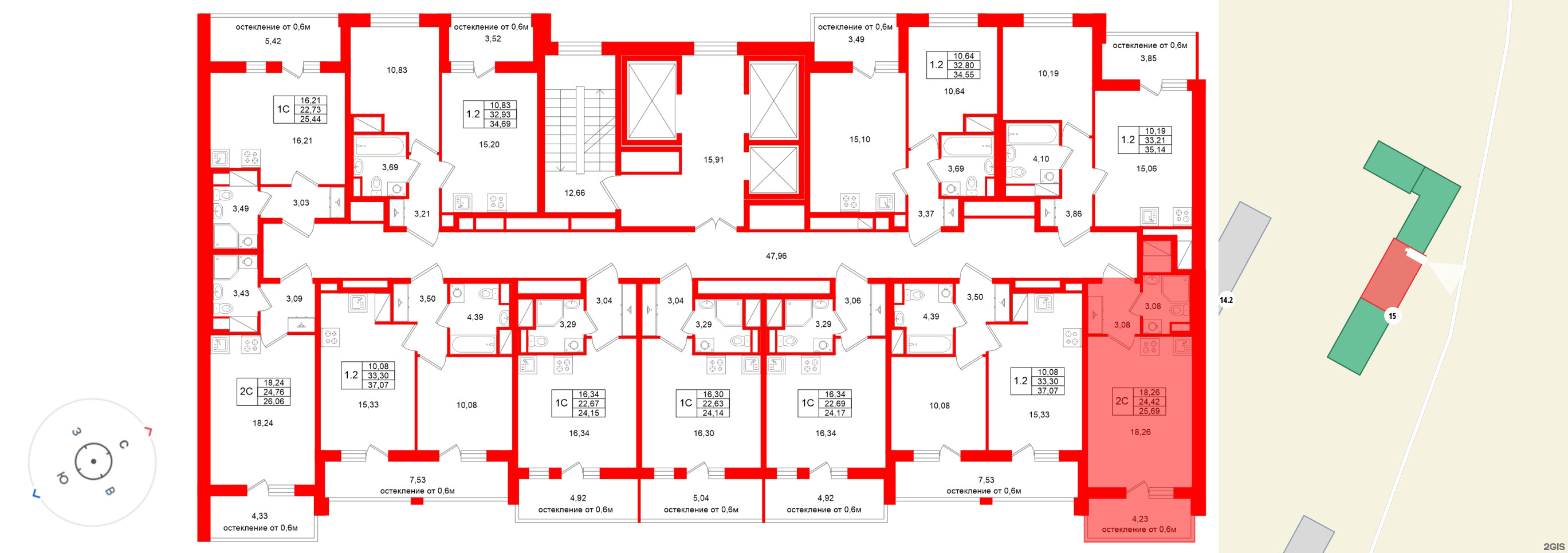 Квартира в ЖК «Город звёзд», студия, 24.42 м², 13 этаж
