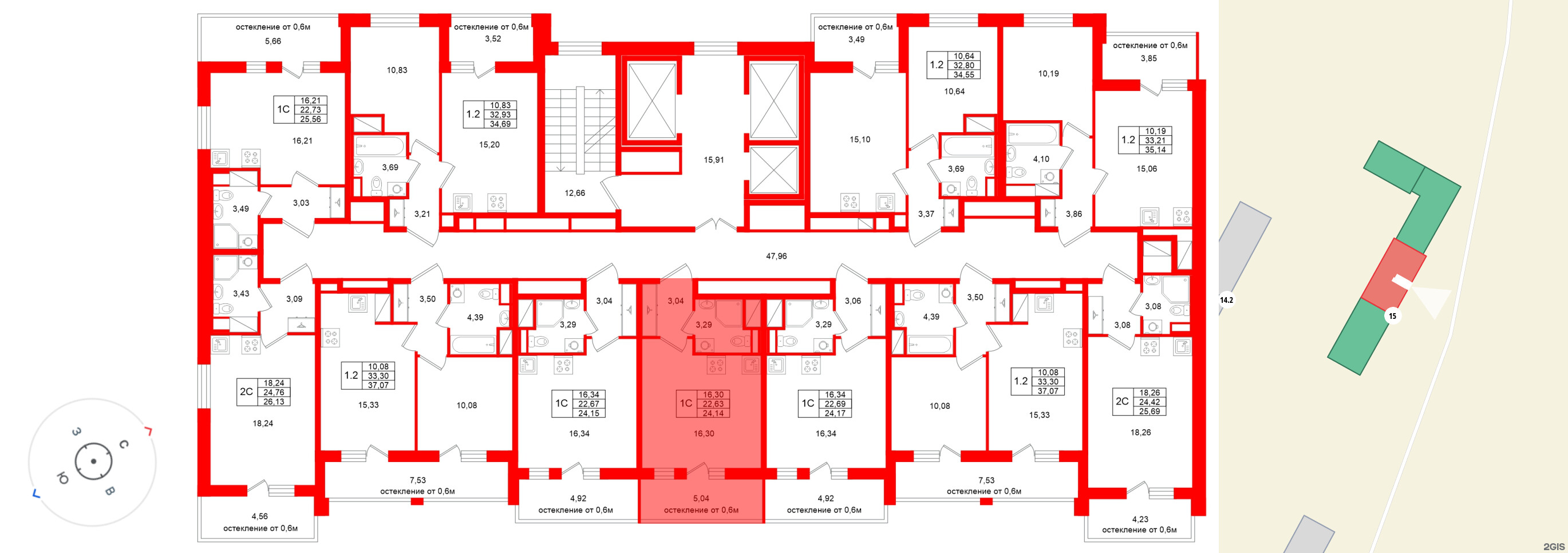 Квартира в ЖК «Город звёзд», студия, 22.63 м², 17 этаж