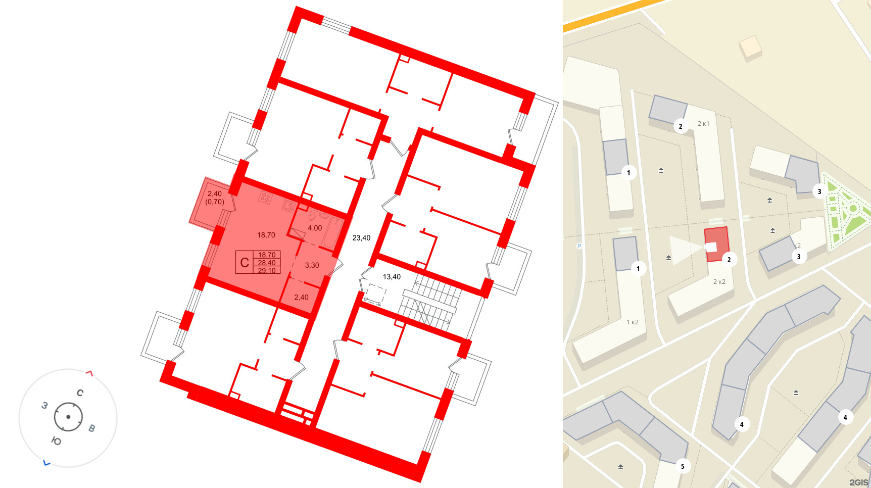 Квартира в ЖК «Шотландия», студия, 28.4 м², 3 этаж