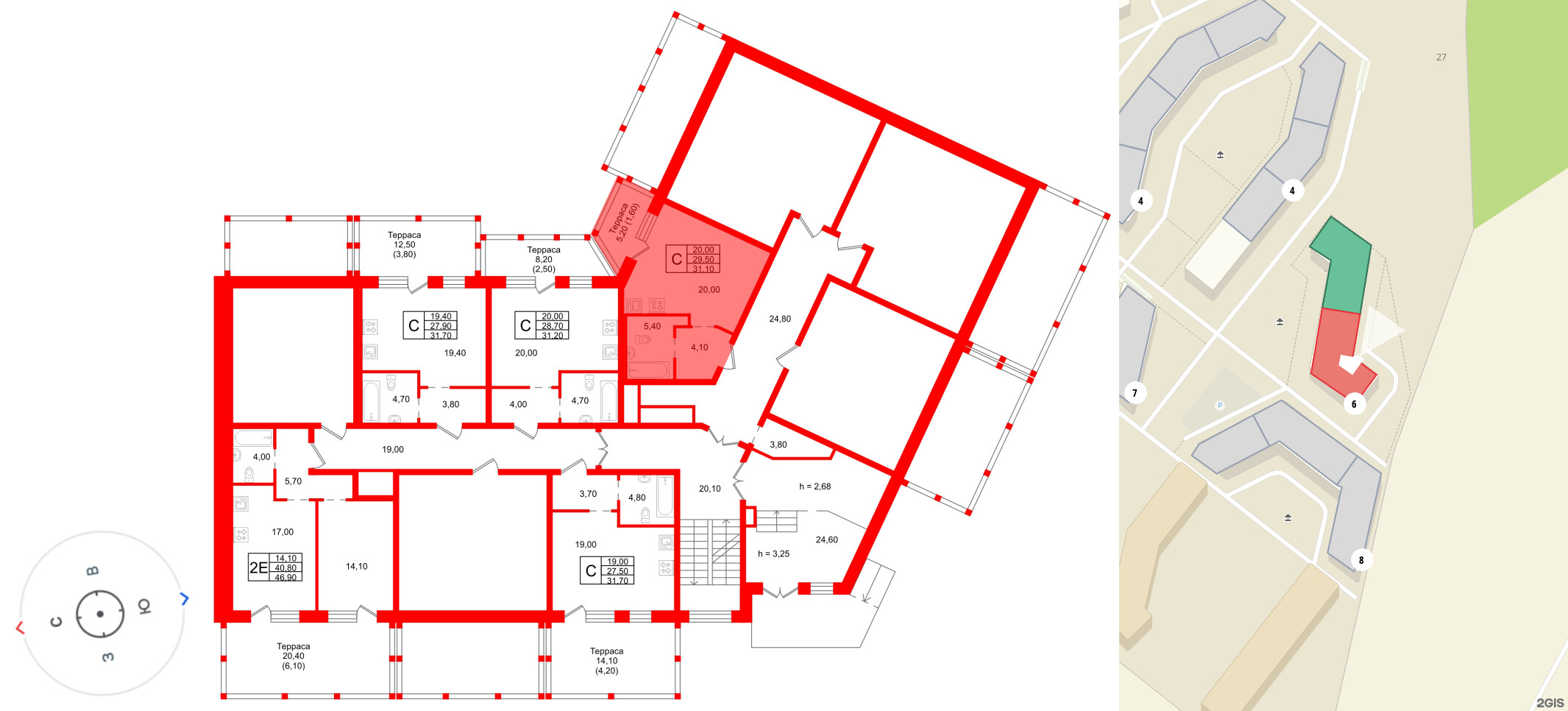 Квартира в ЖК «Шотландия», студия, 29.5 м², 1 этаж