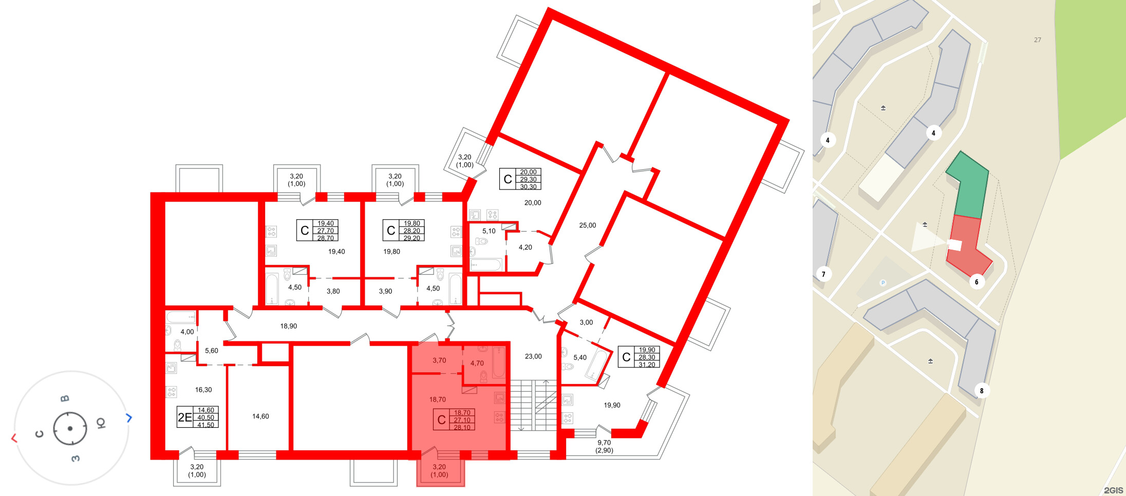 Квартира в ЖК «Шотландия», студия, 27.1 м², 2 этаж
