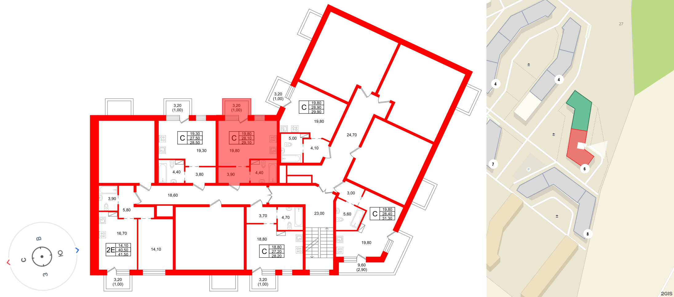 Квартира в ЖК «Шотландия», студия, 28.1 м², 3 этаж