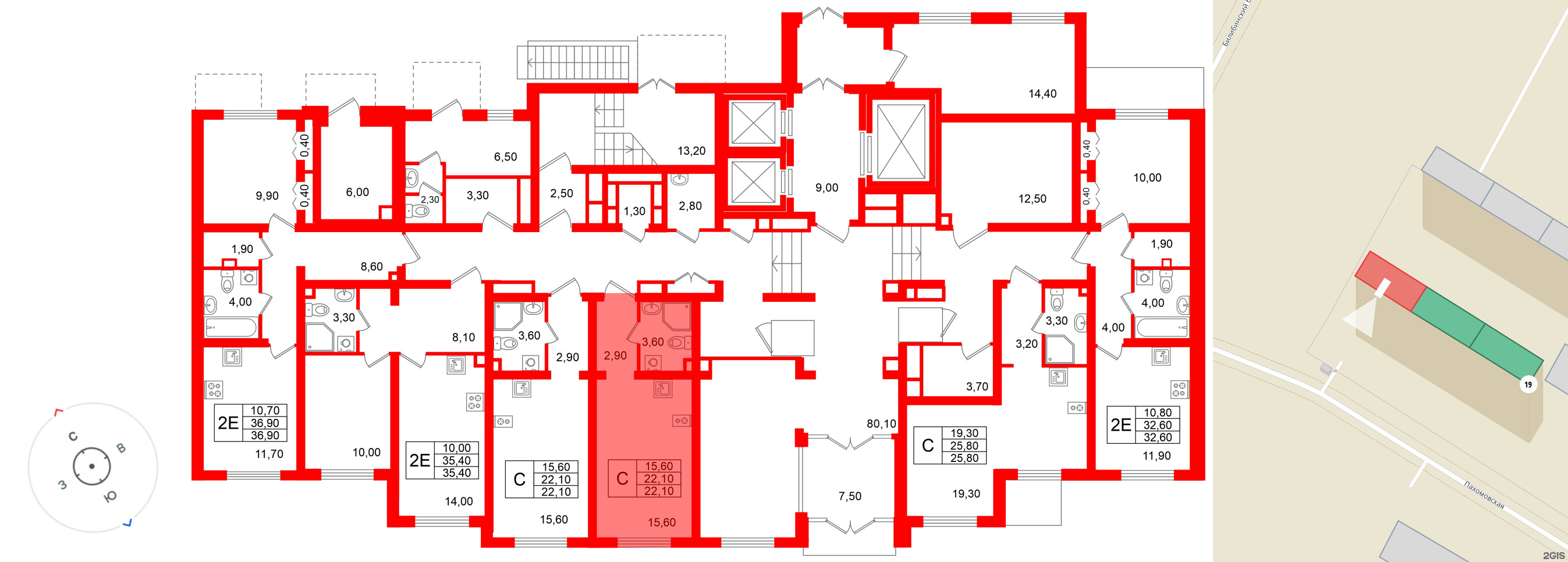 Квартира в ЖК «Ручьи–2», студия, 22.1 м², 1 этаж