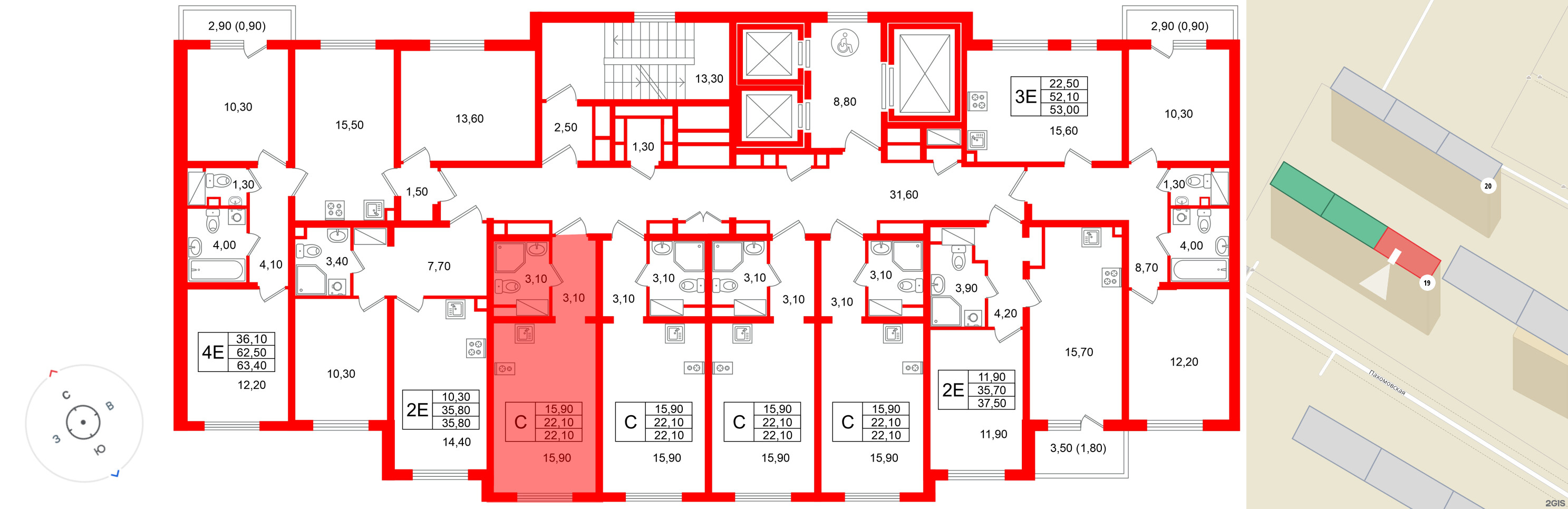 Квартира в ЖК «Ручьи–2», студия, 22.1 м², 3 этаж