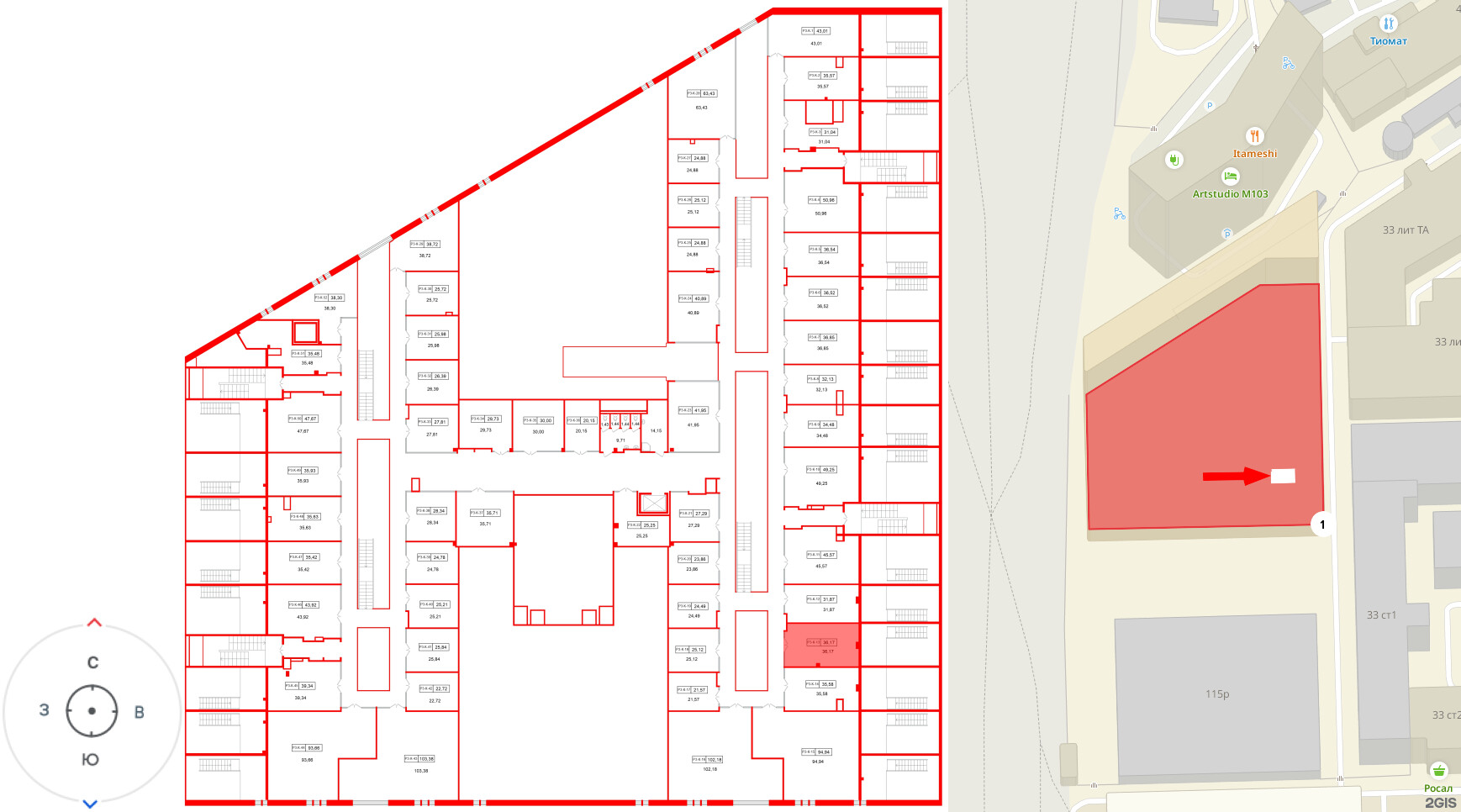 Помещение в ЖК Моско, 36.17 м², 3 этаж