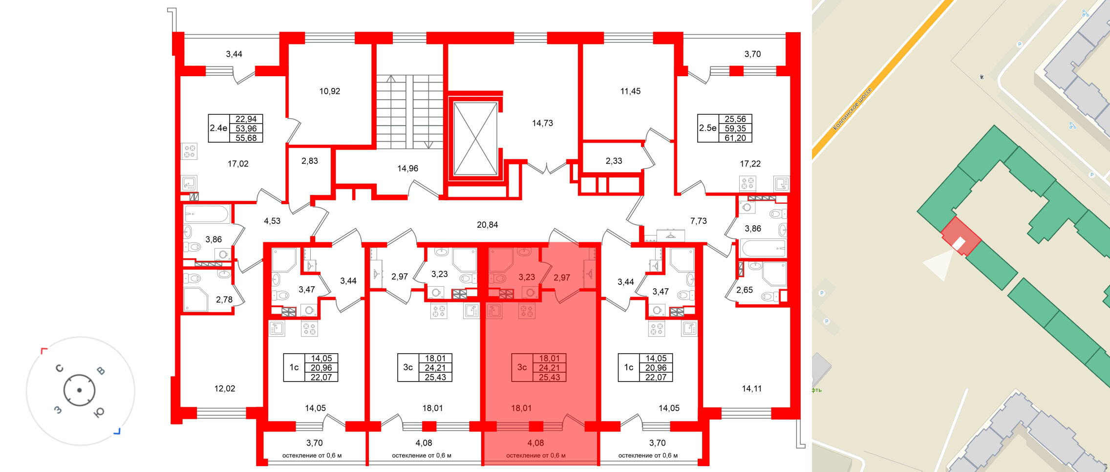 Квартира в ЖК «Универ Сити», студия, 24.21 м², 4 этаж