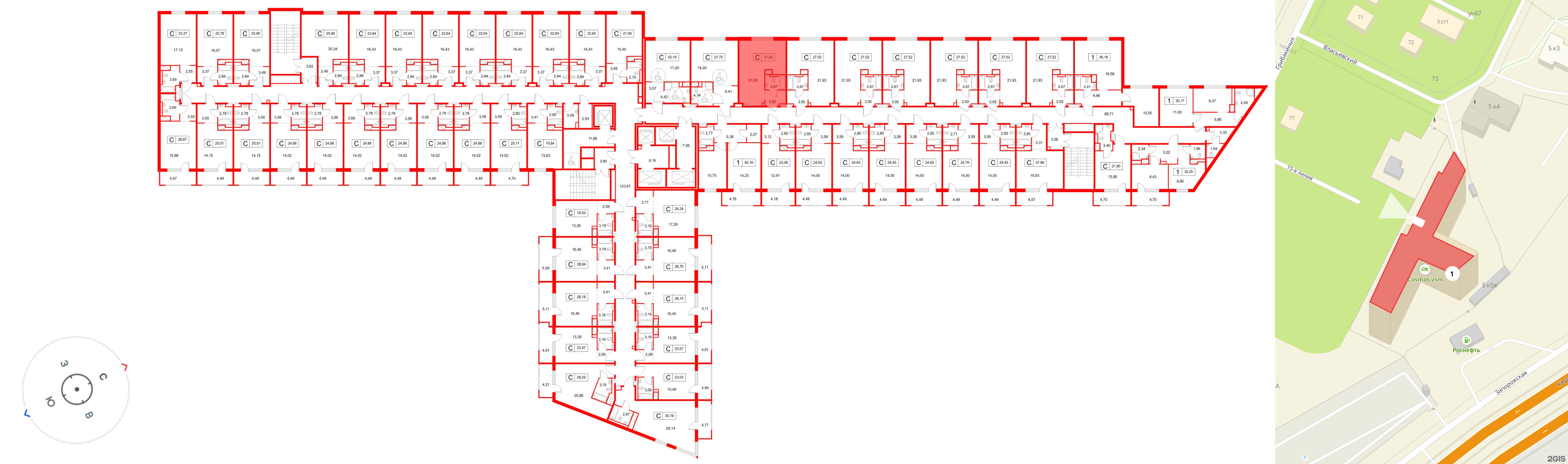 Апартаменты в ЖК «Космос Смарт Южный», студия, 27.52 м², 9 этаж