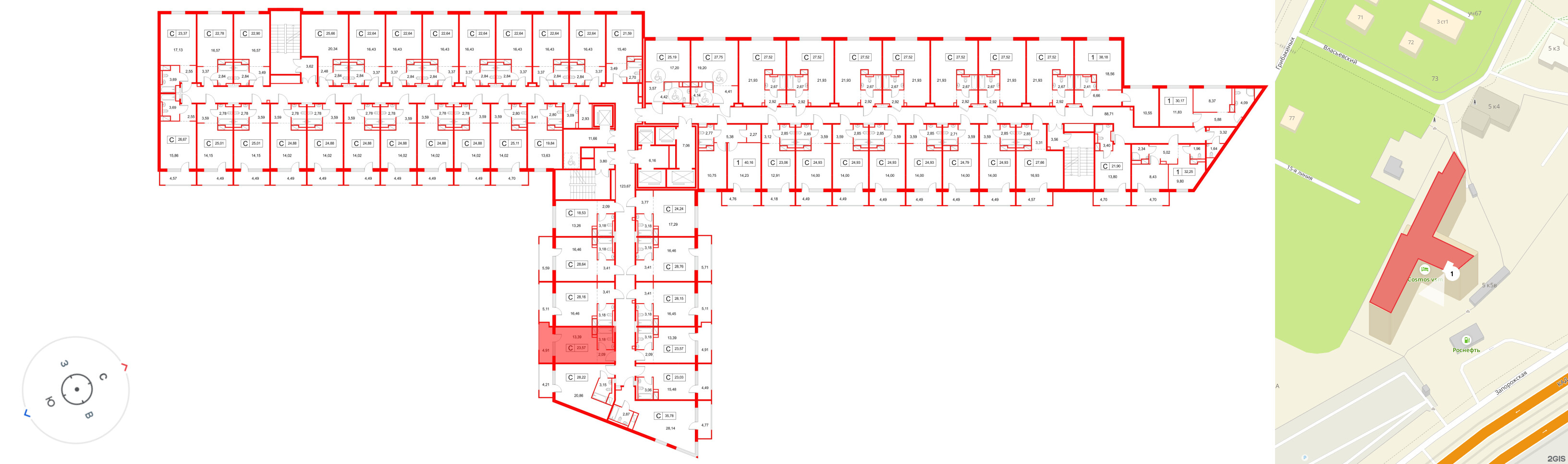 Апартаменты в ЖК «Космос Смарт Южный», студия, 23.57 м², 11 этаж