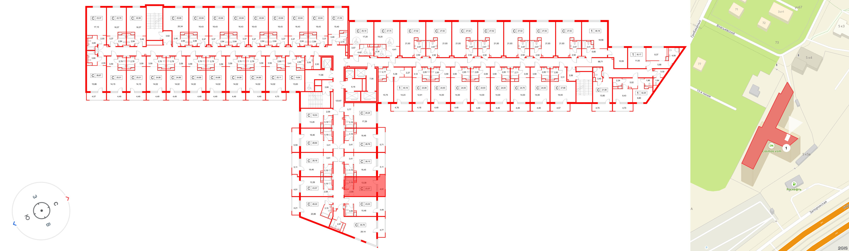 Апартаменты в ЖК «Космос Смарт Южный», студия, 23.57 м², 6 этаж