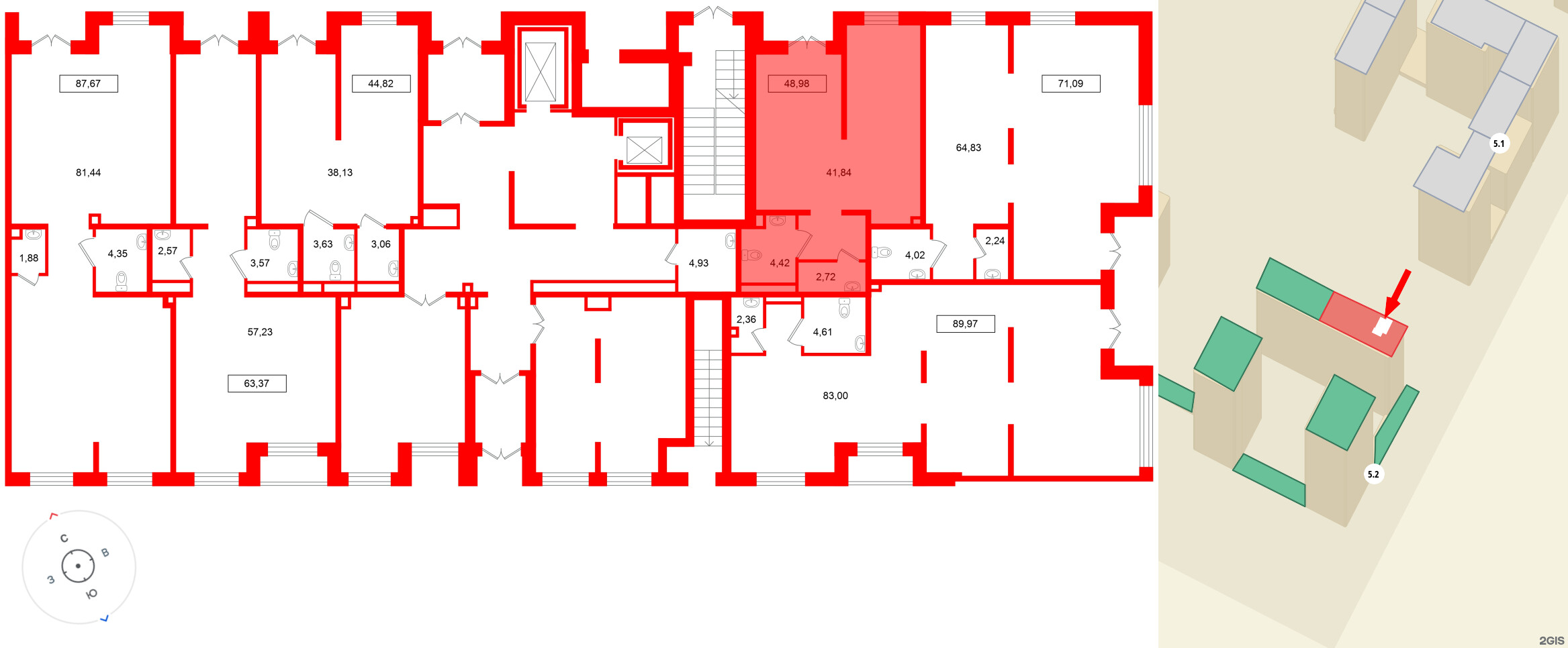 Помещение в ЖК Имена, 48.98 м², 1 этаж