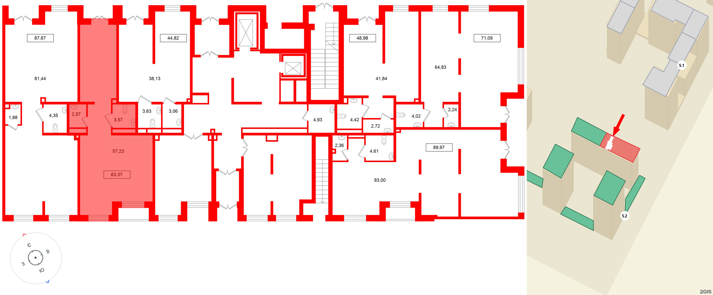 Помещение в ЖК Имена, 63.37 м², 1 этаж