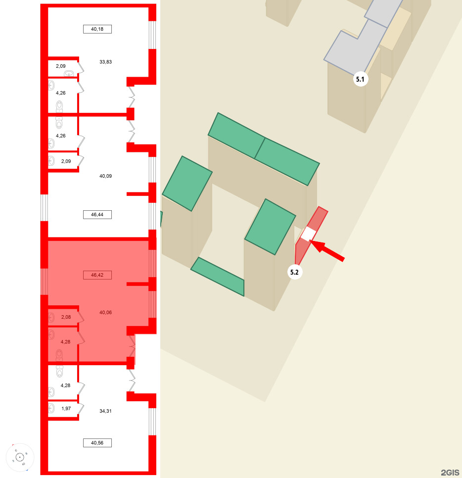 Помещение в ЖК Имена, 46.42 м², 1 этаж
