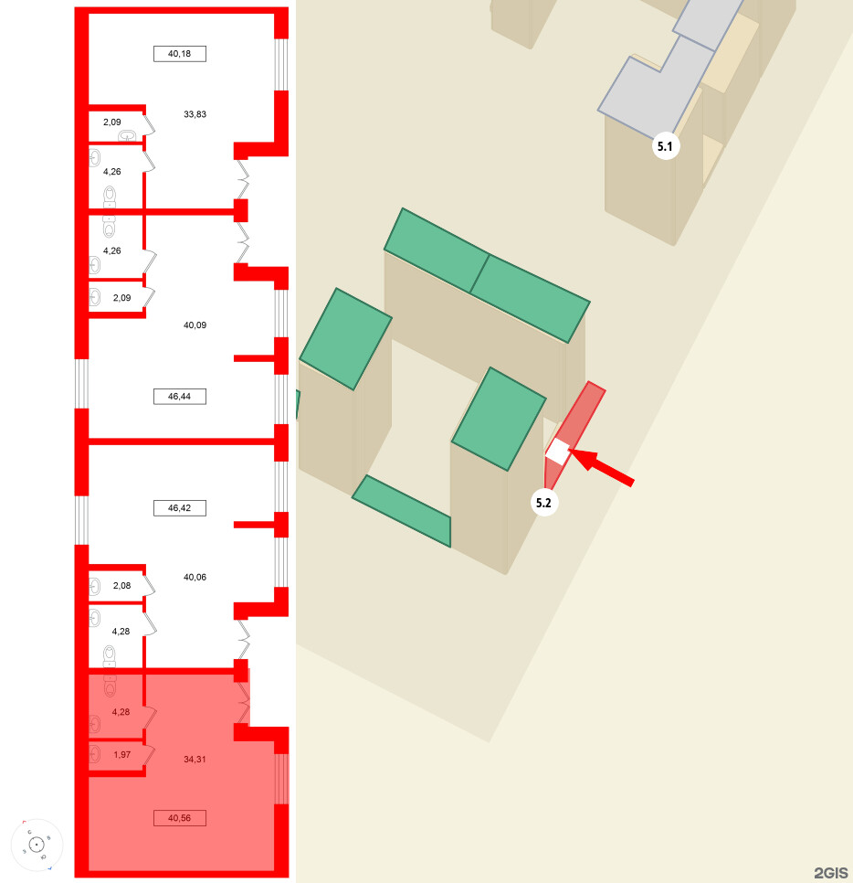 Помещение в ЖК Имена, 40.56 м², 1 этаж