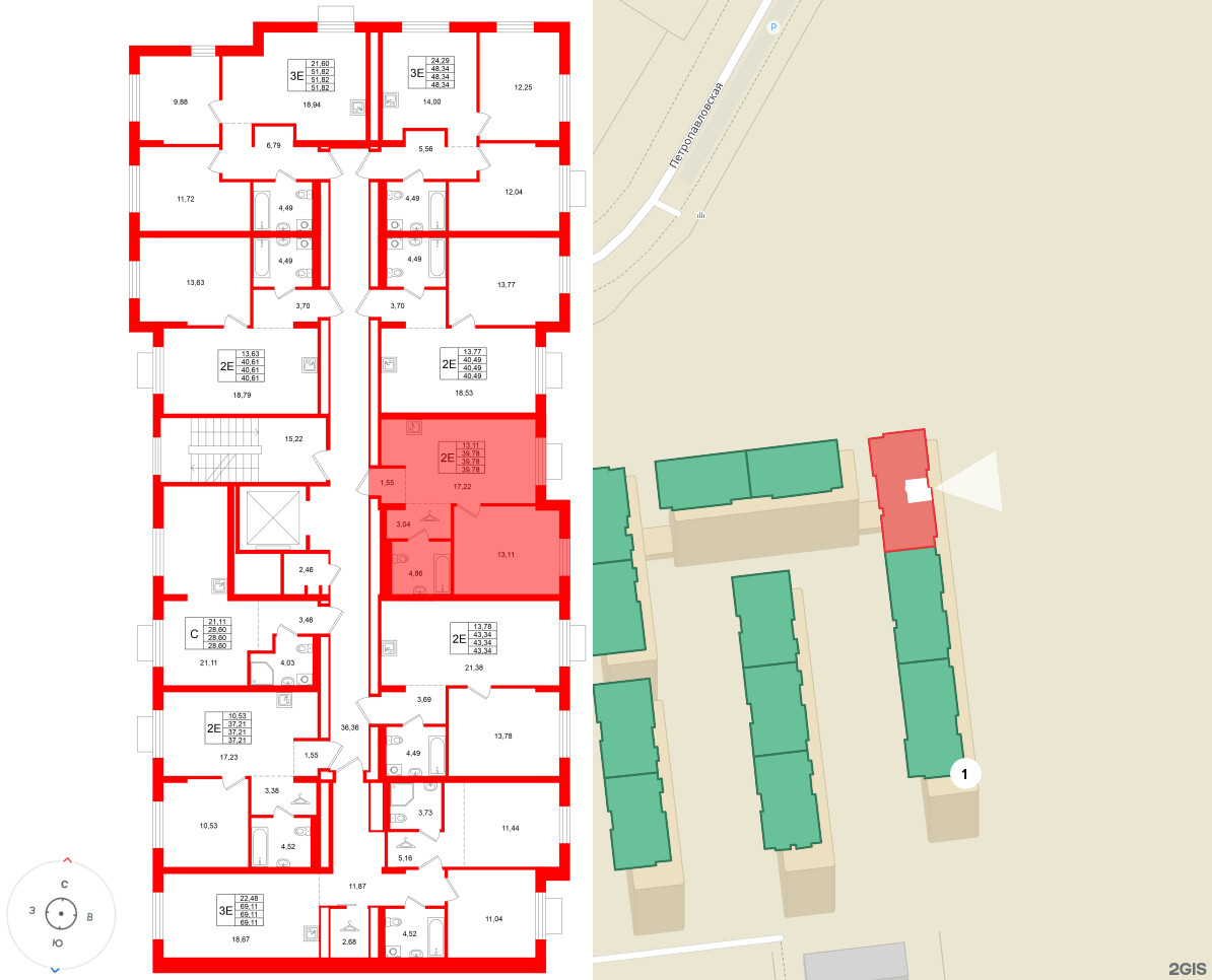 Квартира в ЖК «Брусника в Новоселье», 1 комнатная, 39.78 м², 4 этаж