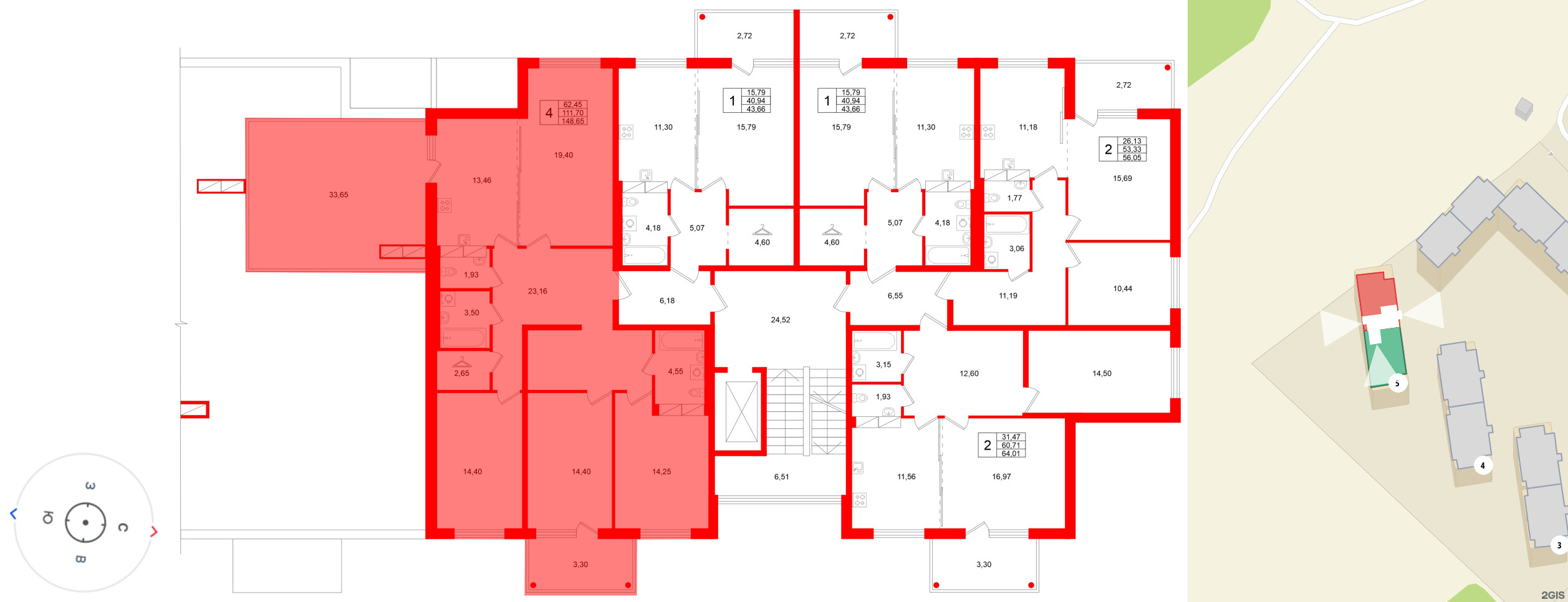 Квартира в ЖК «Финский Квартал», 4 комнатная, 148.65 м², 8 этаж