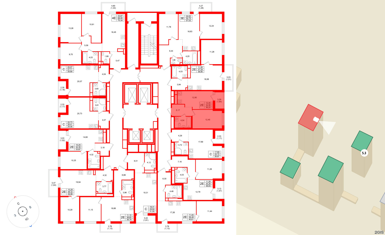 Квартира в ЖК «Имена», 1 комнатная, 36.2 м², 14 этаж