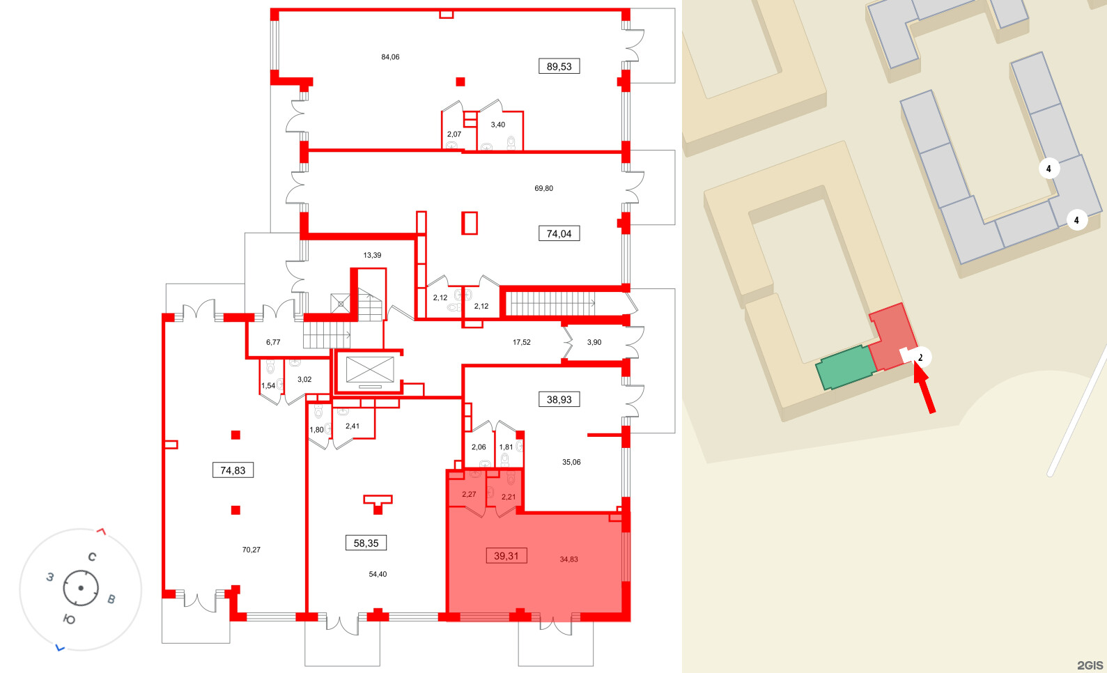 Помещение в ЖК Дубровский, 39.31 м², 1 этаж