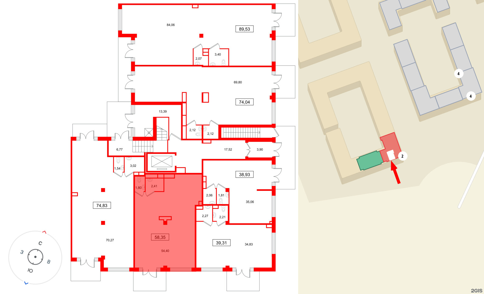 Помещение в ЖК Дубровский, 58.35 м², 1 этаж