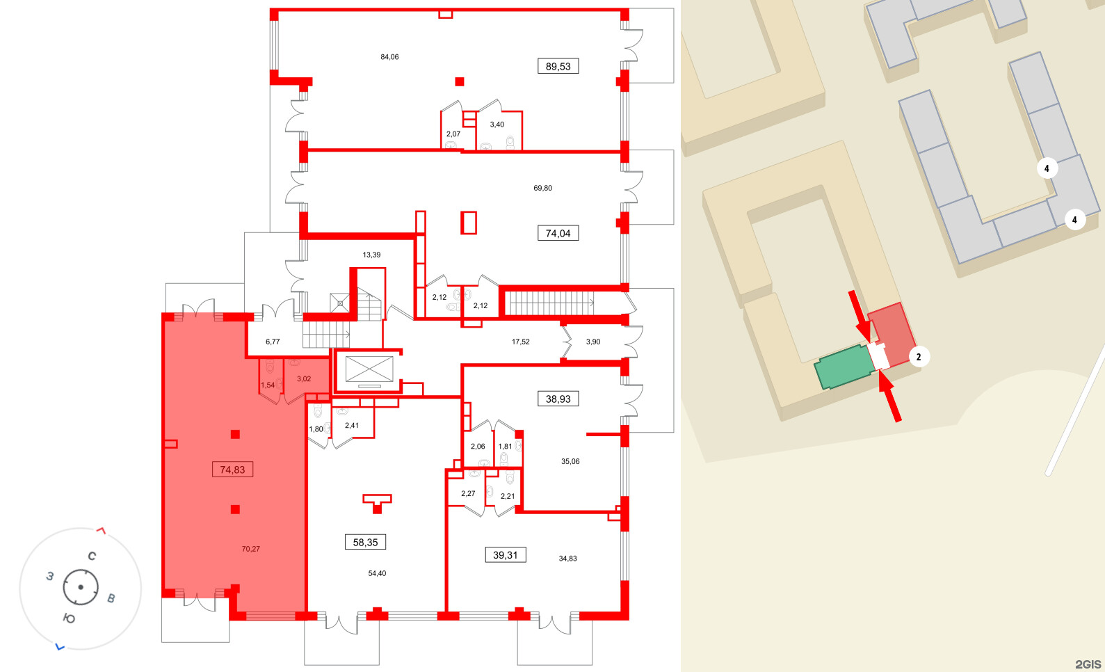 Помещение в ЖК Дубровский, 74.83 м², 1 этаж