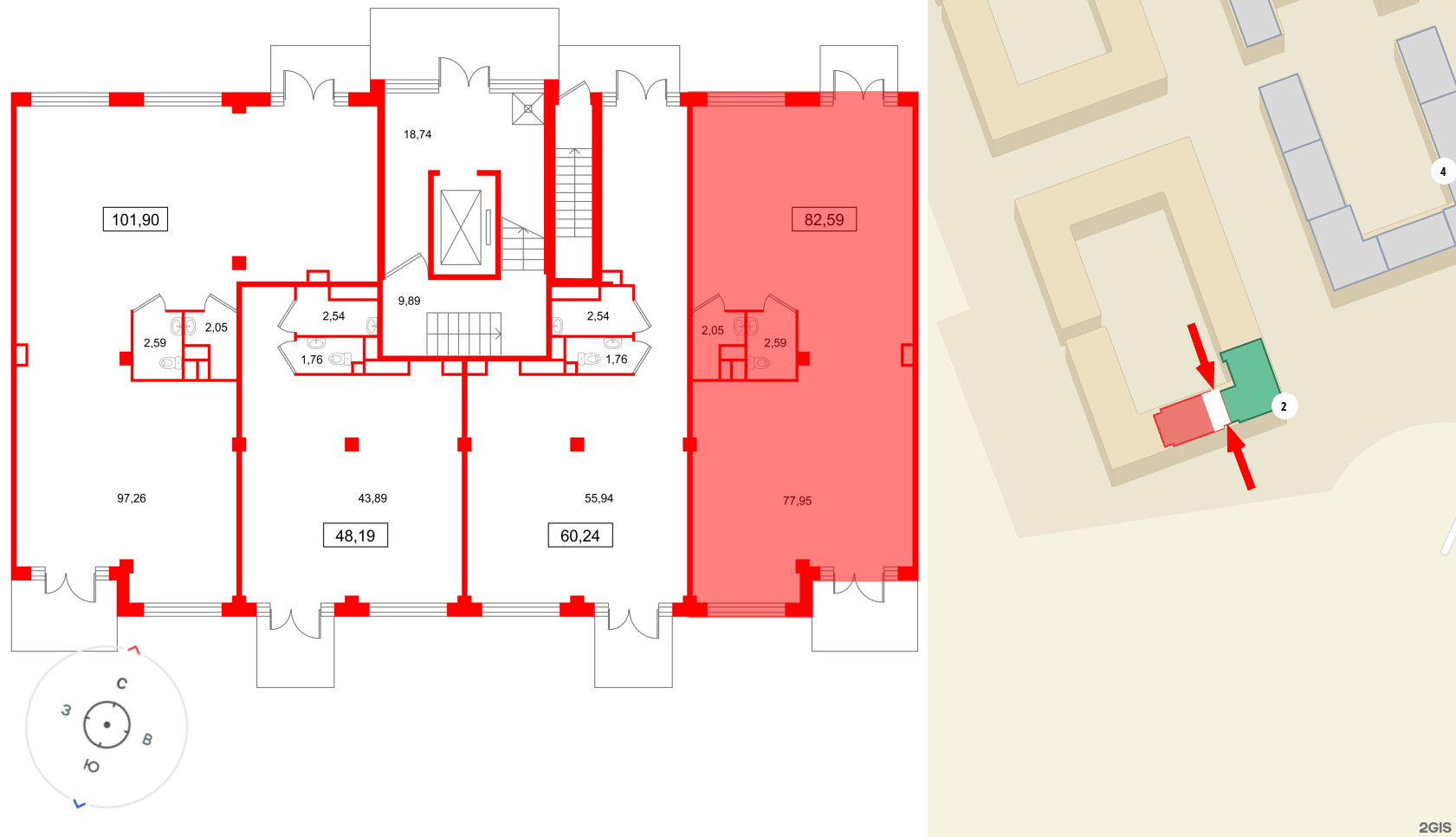 Помещение в ЖК Дубровский, 82.59 м², 1 этаж