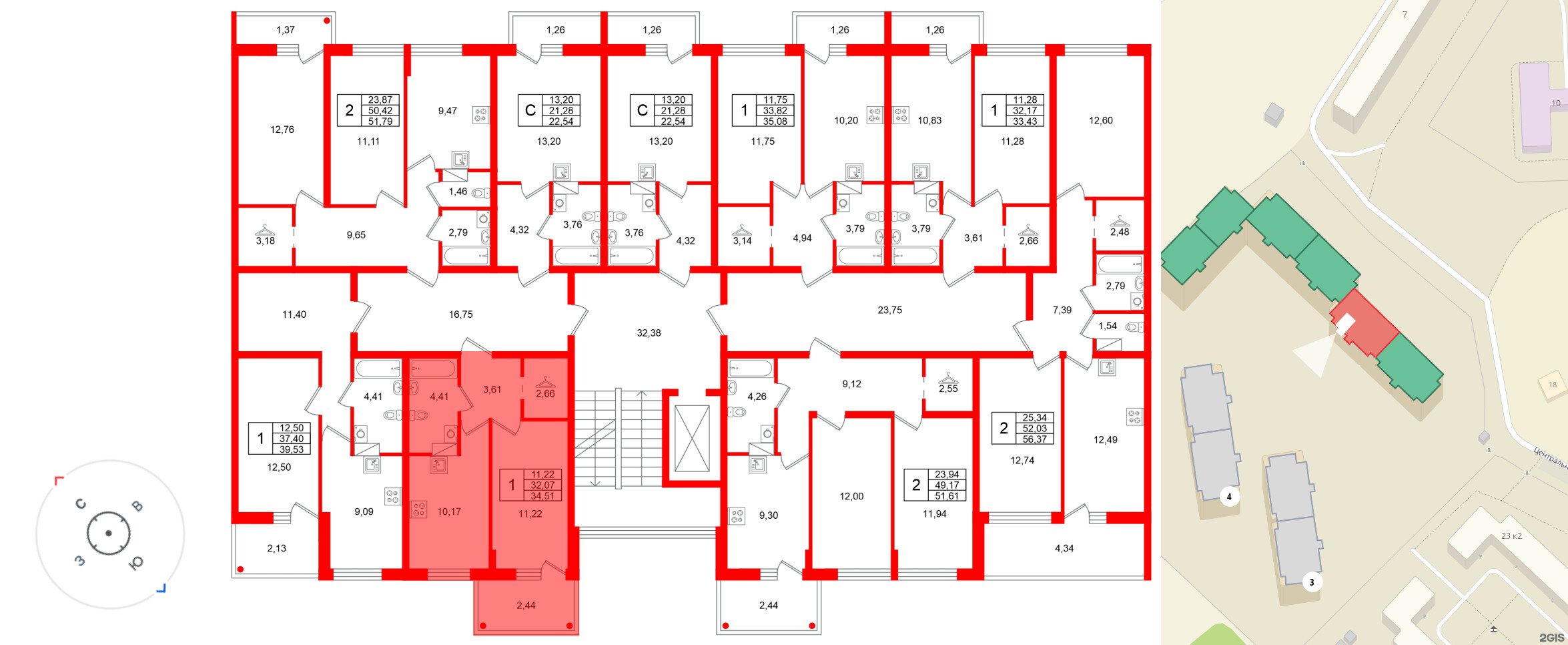 Квартира в ЖК «Финский Квартал», 1 комнатная, 34.51 м², 6 этаж