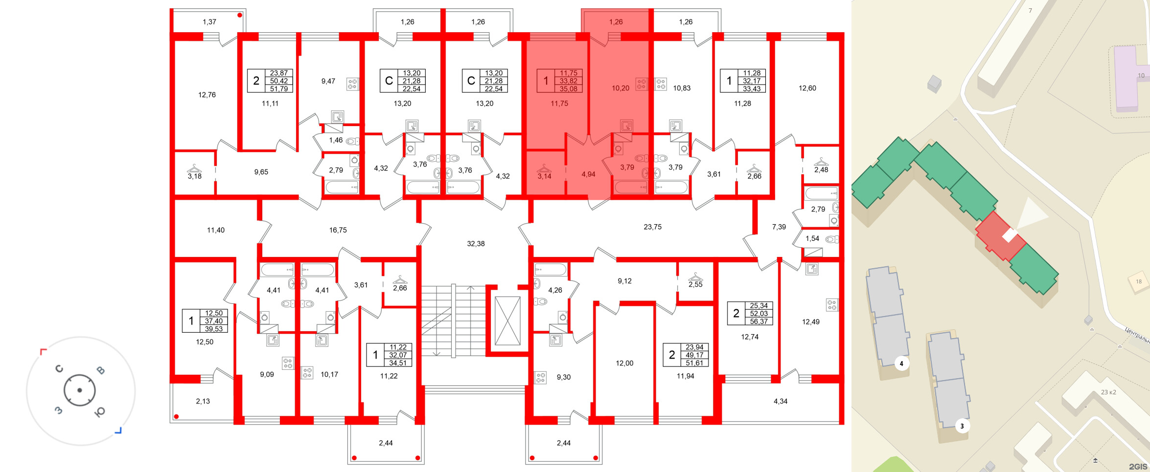 Квартира в ЖК «Финский Квартал», 1 комнатная, 35.08 м², 6 этаж