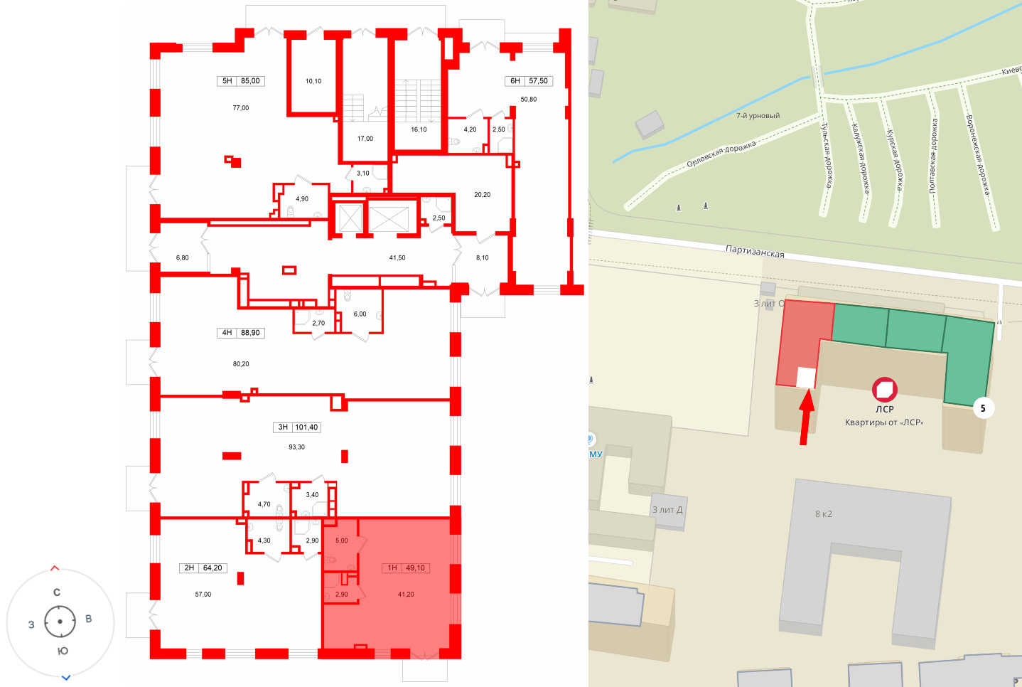 Помещение в ЖК Большая Охта., 49.1 м², 1 этаж