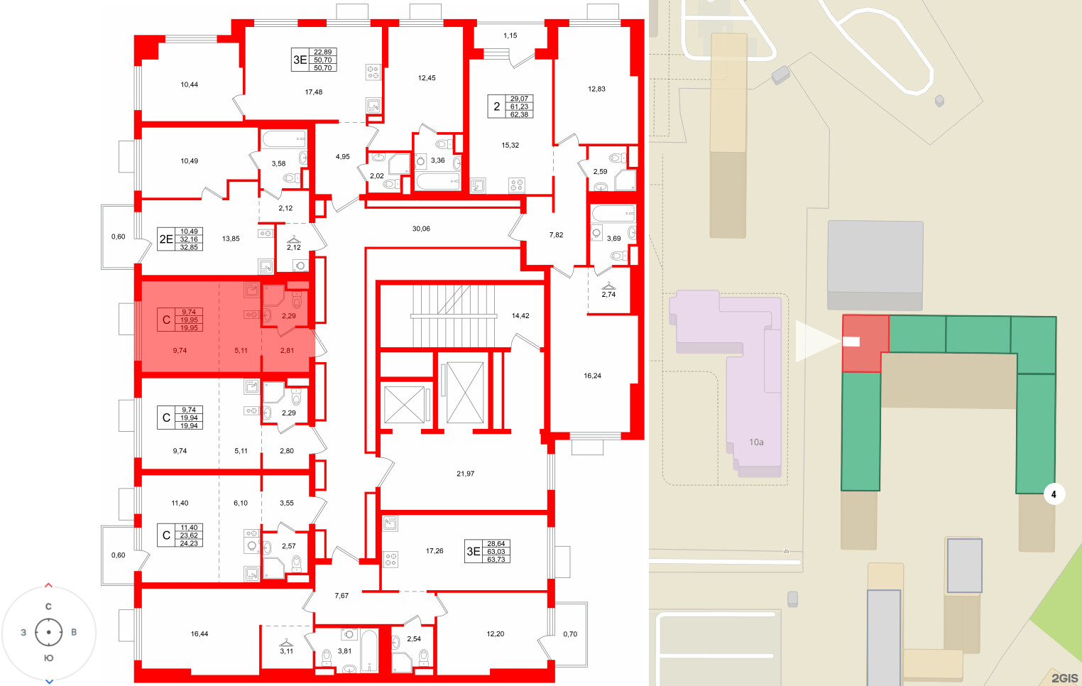 Квартира в ЖК «Заречный парк», студия, 19.95 м², 9 этаж