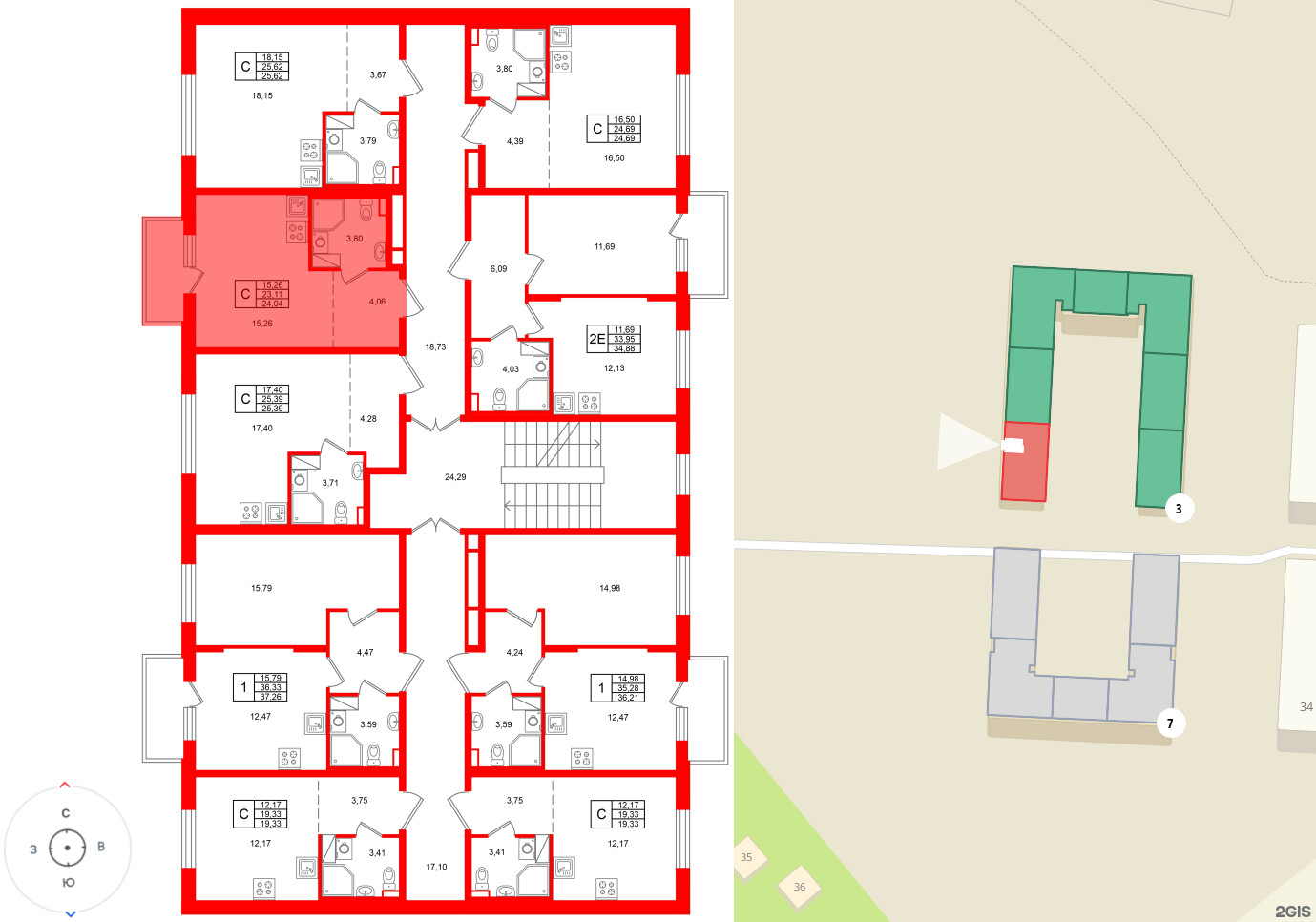 Квартира в ЖК «Аннино Сити», студия, 24.04 м², 4 этаж