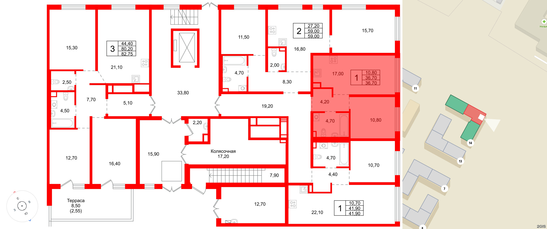 Квартира в ЖК «Плюс Пулковский», 1 комнатная, 36.7 м², 1 этаж