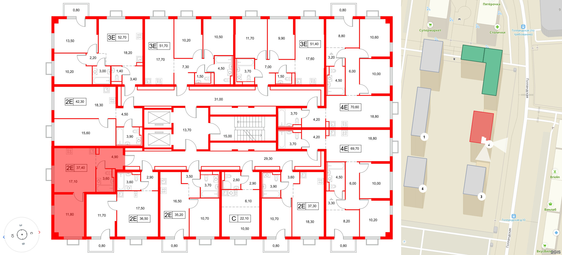 Квартира в ЖК «Янинский Лес», 1 комнатная, 37.4 м², 8 этаж